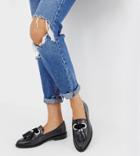 Asos Design Mimic Leather Loafer Flat Shoes-black