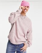 Asos Design Oversized Neppy Yarn Sweater In Pink