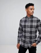 Asos Stretch Slim Check Shirt In Gray - Gray