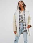 Asos Luxe Borg Biker Jacket-cream