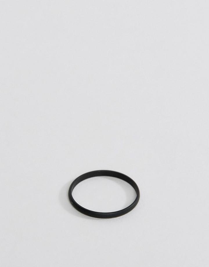 Asos Ditsy Ring In Matte Black - Black