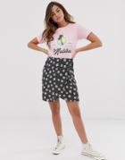 New Look Wrap Skirt In Black Floral Pattern