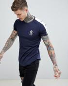 Gym King Retro Stripe Tee In Navy Nights - Navy