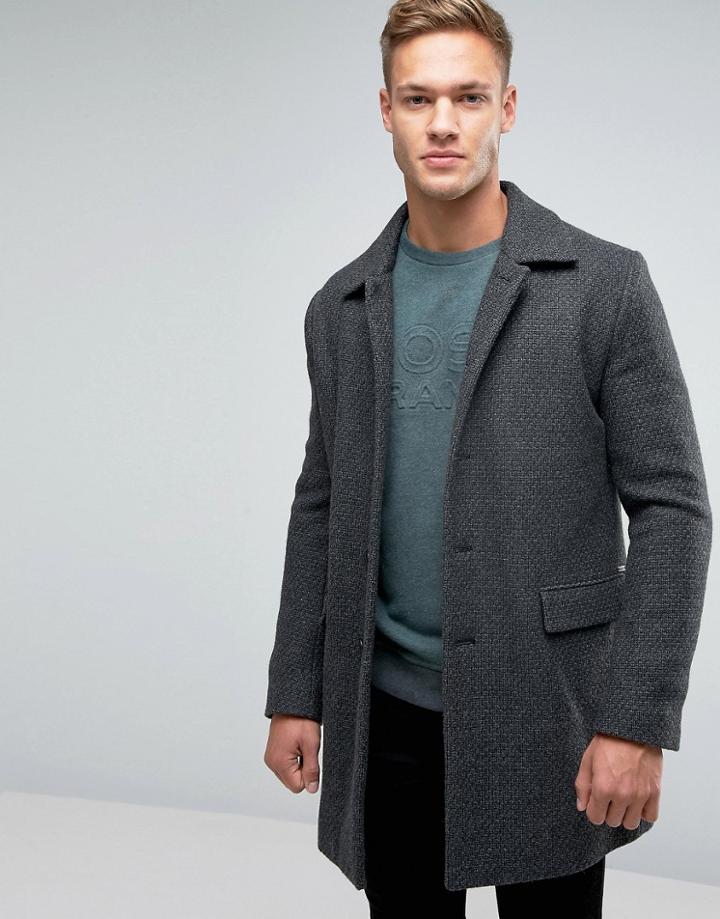 Boss Orange Bodhy Overcoat Textured Weave - Gray