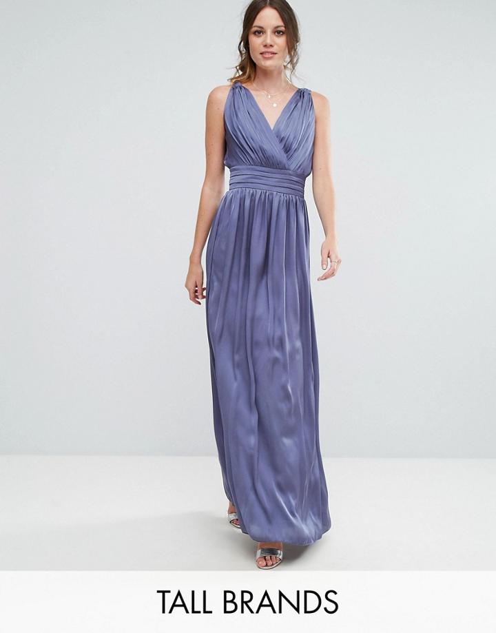 Little Mistress Tall Wrap Front Strappy Maxi Dress - Purple