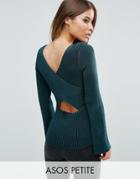 Asos Petite Sweater With Extreme Cross Back In Rib - Green
