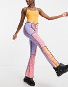 The Ragged Priest Flare Pants In Patchwork Floral Check - Part Of A Set-multi