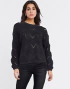 Only Havana Crochet Sweater In Black