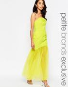 Jarlo Petite Felicity Bandeau Maxi Dress With Tulle Skirt - Lime