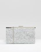 New Look Glitter Frame Clutch Bag - Silver