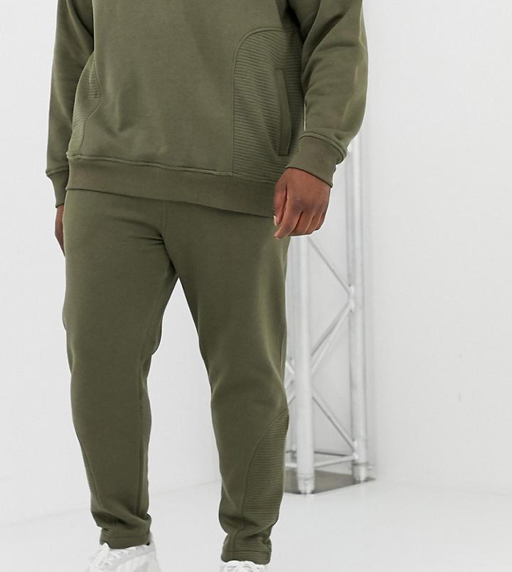 Another Influence Plus Quilted Panel Slim Fit Sweatpants-green