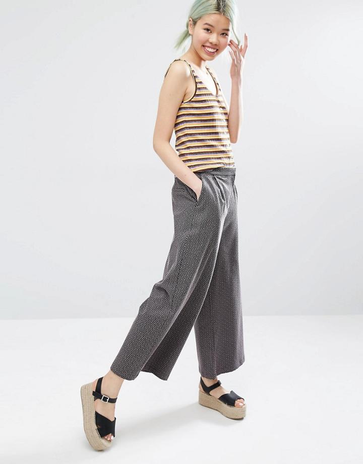 Monki Printed Wide Leg Trousers - Multi
