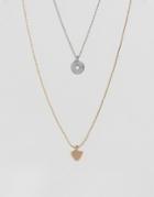 Designb Compass & Arrow Necklace In Silver & Gold 2 Pack Exclusive To Asos - Multi