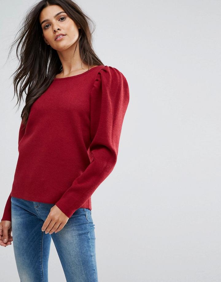 Vero Moda Oversize Puff Sleeve Sweat - Red