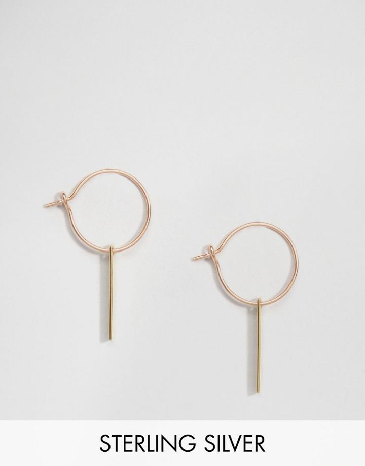 Asos Sterling Silver Rectangle Mixed Metal 12mm Hoop Earrings - Mixed Metal
