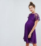 Asos Maternity Flutter Sleeve Lace Skater Dress - Purple