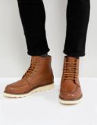 Stradivarius Leather Lace Up Boots In Tan - Tan