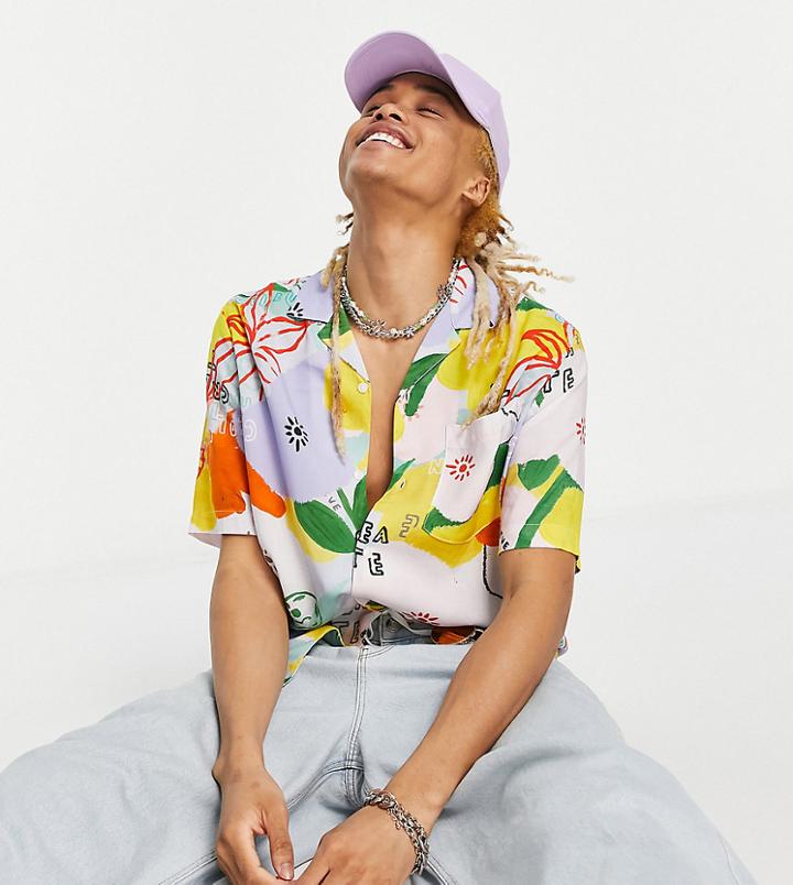 Collusion Short Sleeve Shirt Abstract Print-multi