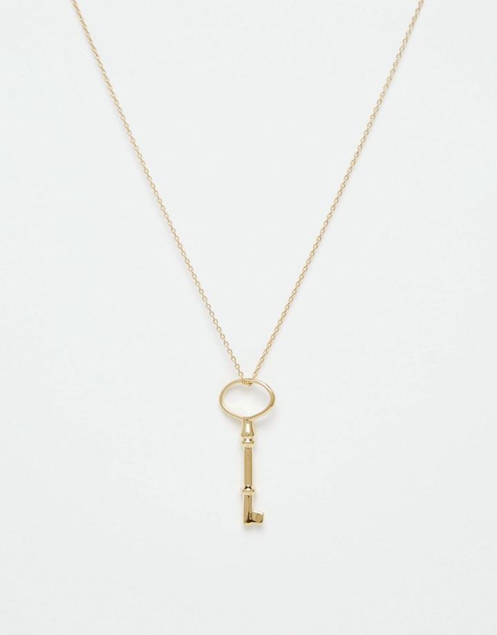 Orelia Key Charm Pendant Necklace - Gold