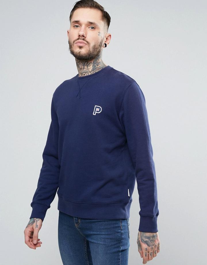 Penfield Redlands Crew Sweat Small P In Navy - Navy