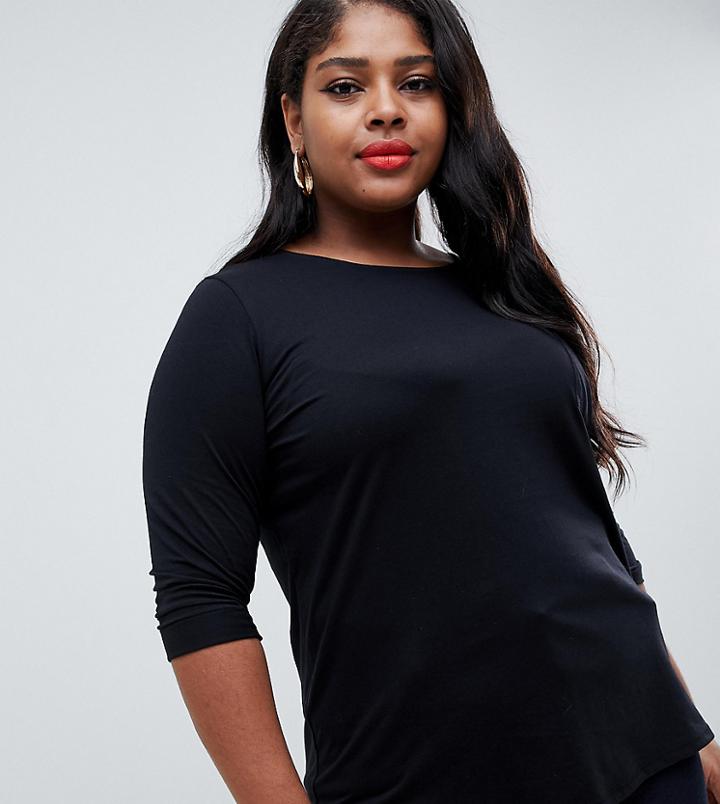 New Look Curve Slouchy Pocket Tee - Black