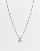 Asos Design Necklace With Mini Padlock In Silver Tone