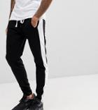 Liquor N Poker Joggers With Side Stripe And Ankle Zip - Black