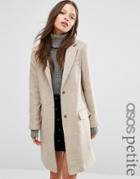 Asos Petite Wool Blend Slim Coat With Pocket Detail - Black