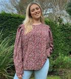 Only Curve Blouse With Shoulder Detail In Purple Floral Print-multi