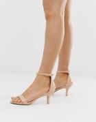 Glamorous Blush Barely There Kitten Heeled Sandals-pink