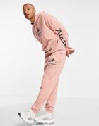 Asos Design Oversized Hoodie In Washed Pink With Mountain And Text Prints - Part Of A Set