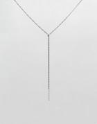 Designb London Twist Chain Delicate Lariat Necklace - Silver