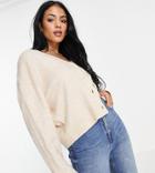 Asos Design Tall Button Through Fluffy Boxy Cardigan In Oatmeal-neutral