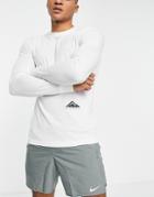 Nike Running Dri-fit Trail Long Sleeve T-shirt In White