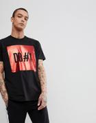 Bikkembergs Long Line Foil Print T-shirt With Side Zips - Black