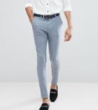 Asos Tall Wedding Super Skinny Suit Pants In Mini Check - Blue