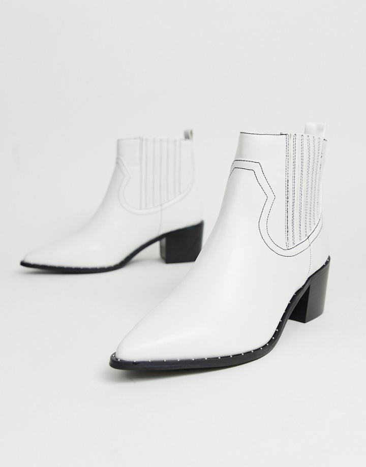 Miss Selfridge Western Boots In White - Black