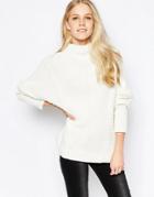 Vila Indie High Neck Textured Sweater In White - White