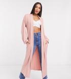 Asos Design Tall Exclusive Lounge Ribbed Cardigan In Pink-grey