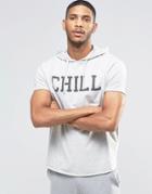 Asos Loungewear Hooded T-shirt With Chill Print - Gray