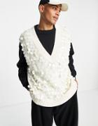Asos Design Knitted Sequin Tank Top In White