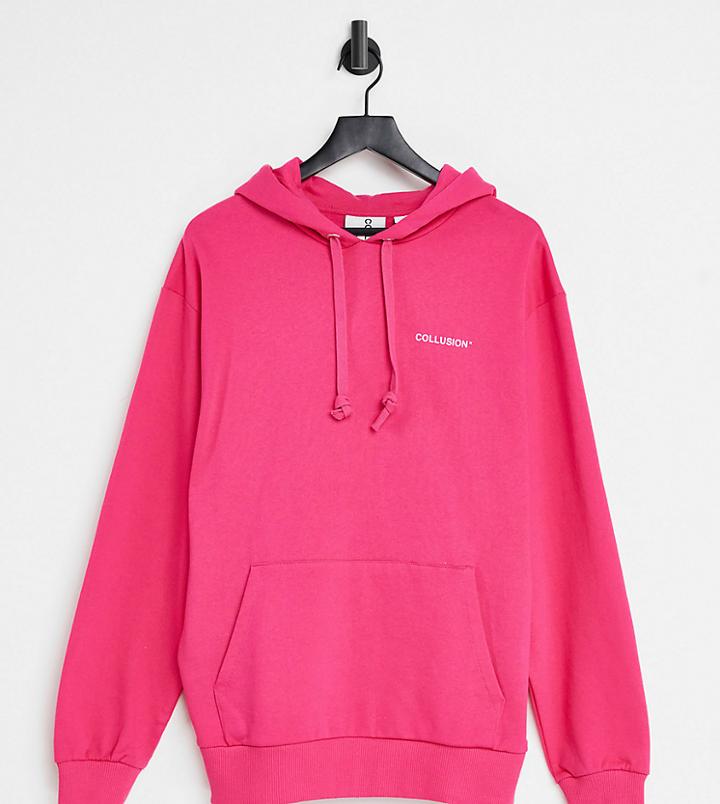 Collusion Unisex Oversized Logo Hoodie In Hot Pink