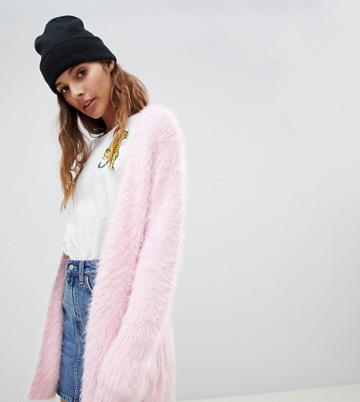 E.l.k Fluffy Knit Oversized Cardigan - Pink
