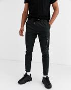 Asos Design Skinny Pants With Ma1 Pocket In Black Nylon