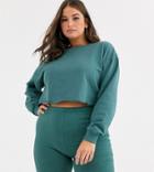 Asos Design Curve Two-piece Super Crop Sweat In Dark Teal