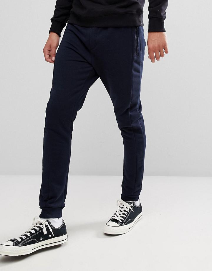 Stradivarius Paneled Joggers In Navy - Navy