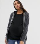 Asos Design Maternity Zip Through Hoodie In Charcoal - Gray