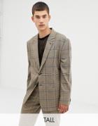 Collusion Tall Oversized Suit Jacket In Brown Window Pane Check - Brown