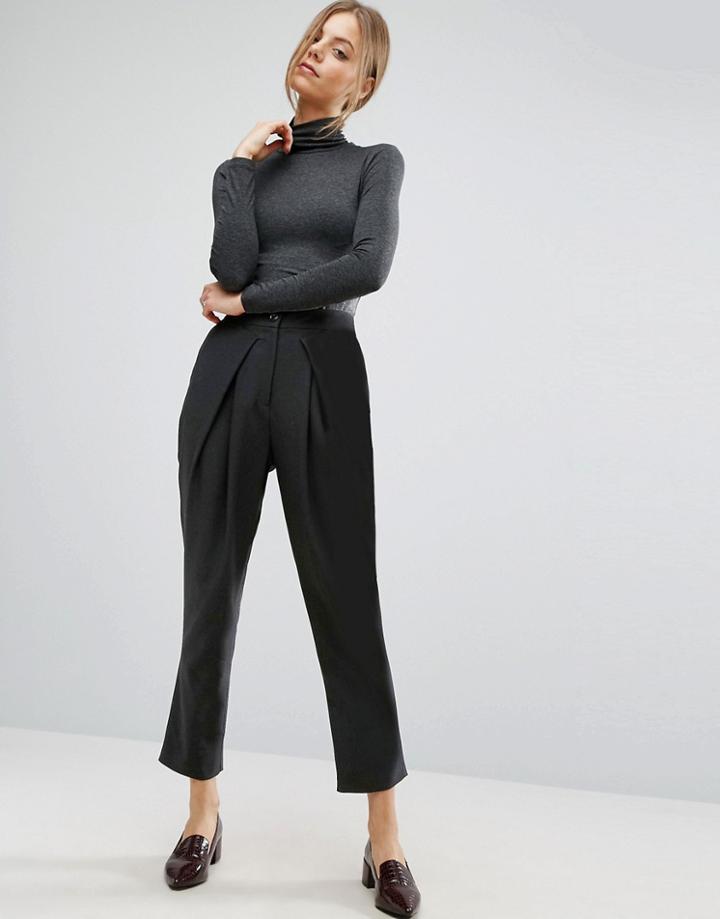 Asos Tailored Peg Pants With Wrap Leg - Black