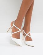New Look Cross Front Pointed Heeled Shoes - White